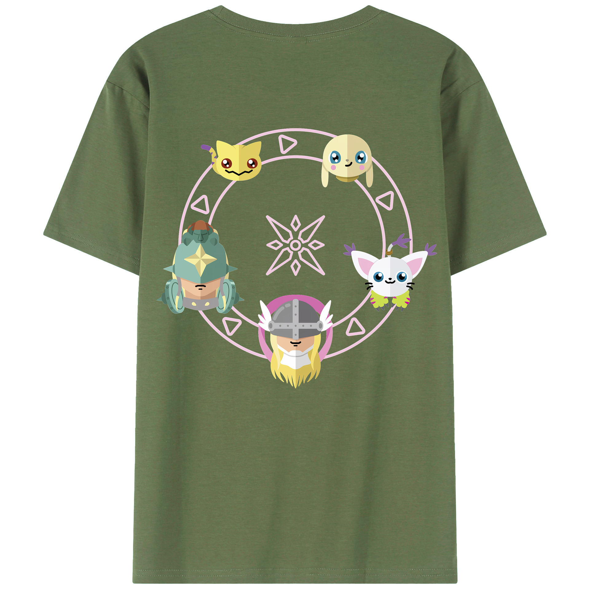 （画像用） Digimon デジタルモンスター/デジモン 綿100％ メンズ半袖Tシャツ（バックプリント） 通気性